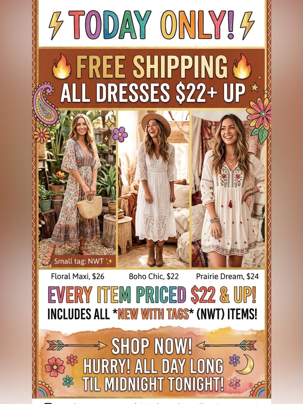 ⚡️ SUMMER SALE: All Dresses $22 + FREE SHIPPING! 👗✨